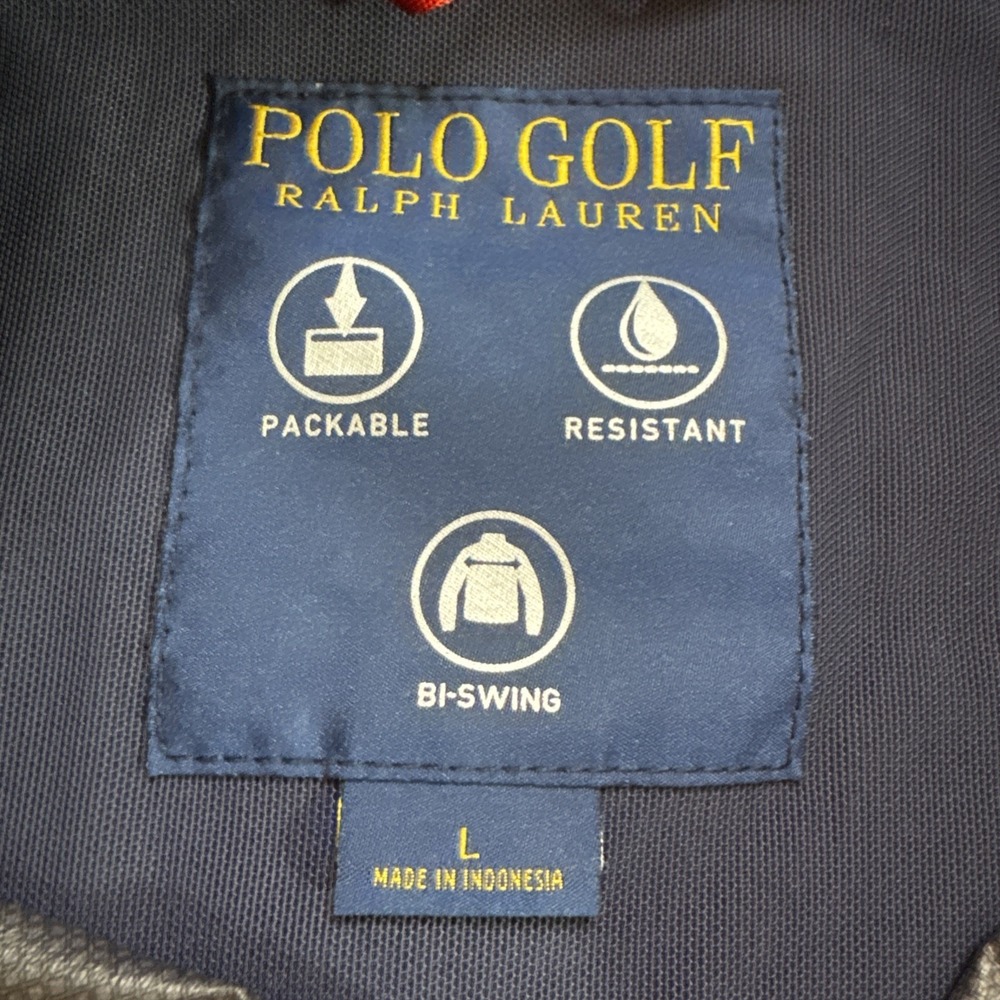 Polo Golf Ralph Lauren Mens Sz L Blue Bi-Swing Packable Windbreaker Jacket Logo - Picture 4 of 12